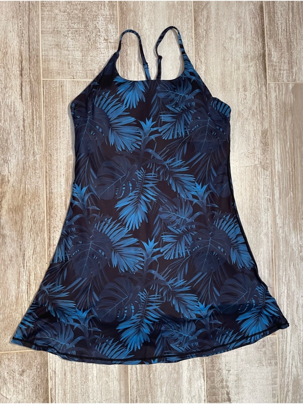 CVG Navy Blue Tropical Print Swim Dress